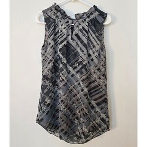 Cabi Tank Blouse Sleeveless Womens Extra Small Gray Plaid